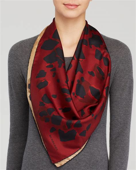 burberry reversible animal print silk square scarf